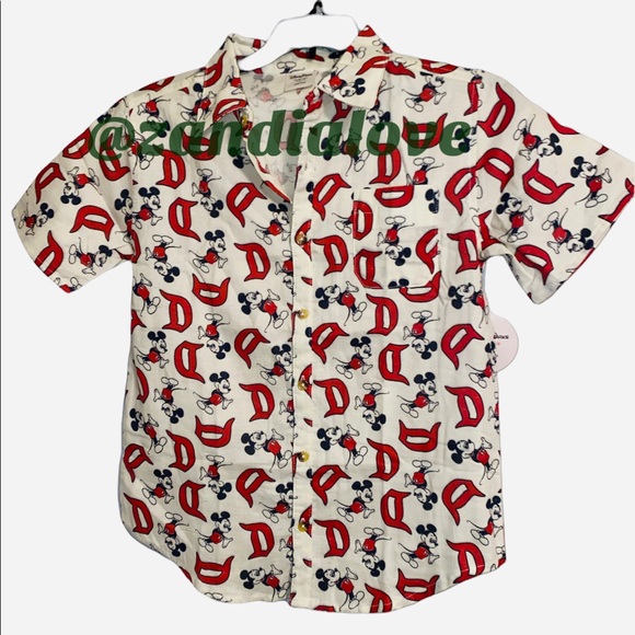 Disney parks X Junk Food Disney Boys Mickey Mouse button up shirt sz youth Large - Picture 1 of 5